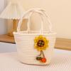 2026 Nueva Bolsa Tejida Pequeña con Forma de Flor Mini Bolso de Mano Tejido a Mano Bolsa Tejida de Algodón Fabricante Venta al por Mayor