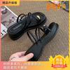 Chanclas sandalias de tacón alto de suela gruesa para mujer verano para exteriores 2023 nuevo versátil aumentado adelgazante cuña sandalias sin cordones