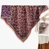 Bufanda cuadrada de terciopelo colorida de 90 cm con estampado floral para mujer para otoño e invierno, chal de playa para vacaciones de color contrastante por ambos lados, bufanda cálida