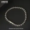 Pulseira Tennis Colorida de Aço Titânio com Zircônia Full Diamond Luz Verde Luxo High-End Hip-Hop Europeu e Americano Pulseira de Aço Inoxidável Europeu e Americano