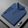 2023 Verão Nova Camisa Polo de Seda de Gelo Masculina Slim-fit Moda Casual Respirável Fina Negócio Cor Sólida Manga Curta Masculina Na Moda