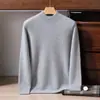 Suéter 100% caxemira pura para homens, gola alta discreta, caxemira fina Albas, suéter de tricô jacquard espessado