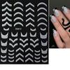 Nuevas pegatinas de arte de uñas 3D con brillo transfronterizas, pegatinas adhesivas para uñas con línea de onda de brillo dorado y plateado francés, uña