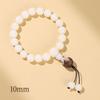 Pulsera Bodhi de Jade Blanco Natural Colgante de Loto Tallado Cuentas Redondas Círculo Único Alrededor del Dedo Cuentas Budistas Suaves Rosario de Mano