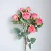 Estilo Europeu 7 Cabeças Borda Queimada Rosa Borda Assada Flor Artificial Flor de Seda Flor Falsa Cor de Outono Retrô Ornamentos Decorativos Decoração de Casamento