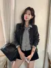 Chá verde limão outono estilo coreano chic preguiçoso visual emagrecedor conjunto de duas peças com gola lapela e mangas compridas para mulheres 11327
