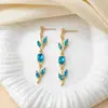 Pendientes de Hoja y Pétalo Estilo Europeo y Americano Más Vendidos Transfronterizos, Pendientes de Lujo Ligero de Hoja y Tulipán de Moda al por Mayor