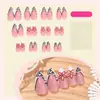 Unhas Portáteis para Outono e Inverno Unhas Amêndoa Estampa de Leopardo Borda Francesa Flores 3D Estereoscópicas Unhas de Manicure de Alta Qualidade Unhas Portáteis Atacado