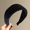 Faixa de cabeça de alta qualidade estilo coreano com aba larga, faixa de cabelo de tricô para outono e inverno, presilha para franja da testa, acessório de cabelo estilo vintage