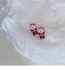 Pendientes navideños con aguja de plata S925, diseño de Papá Noel y alce, con forma de campana y árbol de Navidad.