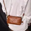 Bolso Bandolera de Cuero Retro para Hombre Horizontal Personalizado Piel de Vaca de Primera Capa Diseño Personalizado Plisado Bolso para Caminar al Aire Libre de Negocios