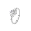 Anel hexagonal S925 de prata de lei maciça, japonês requintado, de amor e espaço profundo, com céu estrelado radiante, floco de neve de inverno