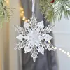 Textura de Cristal Encaje de Cisne Acrílico con Purpurina Copo de Nieve Transparente Colgante de Árbol de Navidad Colgante Decoración de Campana