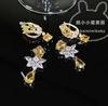 Yao Xiaoxiao Aimai Novos Brincos de Zircônia com Design de Nicho de Orelhas de Trigo Amarelo Goose Brincos de Gota D'água