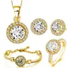 El más vendido conjunto de cuatro piezas de pendientes collar pulsera anillo de zirconita de ocho corazones y ocho flechas-luz sagrada joyería europea y americana set de joyería