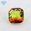 Huagang Gem Fertilizante Quadrado Sintético Melancia Turmalina Pedra Nua Travesseiro Amarelo Dourado Gradiente Vidro Atacado BX01