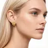 Pendientes de Acero Inoxidable 3D Medios Redondos Retorcidos de Moda Sexy para Mujer Pendiente Retro Simple Chapado en Oro de 18K