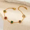 Europa e Estados Unidos tendência de moda transfronteiriça nova cor estrela zircônia aço inoxidável banhado a ouro pulseira joias femininas atacado