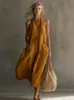 2026 Vestido Midi Vintage de Vacaciones para Mujer Europeo y Americano Amazon con Escote en V y Bolsillos de Parche con Tirantes Estilo Vacacional Vestido con Tirantes