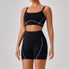 Amazon Novo Europeu e Americano Nu Apertado Esportes Ao Ar Livre Roupa Interior Feminina Fina Alça de Ombro Cor Contraste terno Sling Yoga Wear