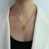 Collar con colgante de letra con borla estilo francés de la marca cadena de clavícula chapada en acero de titanio oro real de 18 quilates P1037