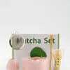 Juego de Matcha de Estilo Japonés con Patrón de Olas Rosa Cerezo Transfronterizo, Juego de 5 Piezas con Batidor de Té de 100 Púas y Soporte para Batidor de Matcha