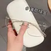 Novo Estilo Ultraleve, Puro e Natural para Influenciadoras Femininas, Armações de Óculos de Titânio Sem Aro Poligonais Que Podem Ser Equipadas com Lentes de Grau