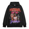 Camiseta de Manga Corta Estampada MJ Legendaria Retro Americana Transfronteriza Lavable Urbana Antigua Holgada de Cuello Redondo con Cuello Pequeño Pesado