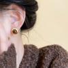 Pendientes redondos de ojo de tigre de estilo coreano para mujer, estilo otoño-invierno, retro, elegantes y modernos, con un toque distintivo de Maillard.