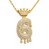 Collar con colgante de número de la suerte de lujo popular europeo y americano de cobre con incrustaciones de circonita, cadena retorcida personalizada hip-hop, joyería
