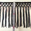 20cm Franja de Borla Preta de Renda com Nós de Três Camadas Acessórios de Fantasia de Dança Latina Franja Decorativa para Cortina