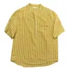 Camisa de manga corta con cuello mao estilo japonés para hombre, camiseta holgada y ligera, camisa de pullover transpirable retro casual de moda para verano