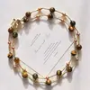 Collar Maillard de Cadena para Clavícula con Perlas Shijia de Alto Brillo y Piedra Ojo de Tigre Natural de Alta Calidad para Otoño e Invierno, Cadena para Suéter para Mujer