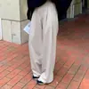 Pantalones casuales versátiles de pierna ancha con cintura elástica, estilo chic coreano y francés, sueltos para mujer, pantalones elegantes de pierna recta de cintura alta 17952