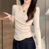 Camiseta Básica de Manga Larga Moda Tallas Grandes para Mujer Primavera y Otoño 2025 Cintura Ajustada Adelgazante Favorecedora Prenda Exterior Superior