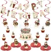 Banderín navideño y de cumpleaños transfronterizo, decoraciones para fiestas con temática de muñeco de nieve, banderín de letras, adornos colgantes en espiral, adornos para pasteles y arreglos decorativos