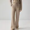 Calça reta casual de caxemira com amarração na cintura para mulheres, cintura alta, espessa, afina a silhueta, com bom caimento, de tricô, calça casual da moda para usar ao ar livre