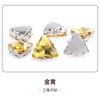 Diamante de Imitación Triangular de Cristal con Garra 18mm Accesorio para Ropa Bolso Zapato Base Dorada con Agujero para Coser a Mano Diamante de Imitación Estilo Ins