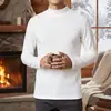 Camiseta Térmica Dupla Face Masculina Outono/Inverno com Gola Alta Meia, Mangas Longas Quentes, Corte Slim, Estilo Coreano, Lã Dupla Face Autaquecente