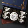 Xícara de Café Requintada de Alta Qualidade, Xícara de Chá da Tarde com Flores, Sensação de Luxo, Alto Valor Estético, Luxo Discreto, Caixa de Presente de Nicho, Cerâmica Porcelana de Osso