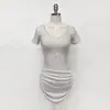 Vestido Básico de Manga Corta Elegante con Cintura Delgada y Cuello en U Ajustado que Resalta la Figura, Cubre Cadera, de Primavera y Verano de Dongdaemun, Corea del Sur