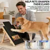 Tabla de Rascar de Madera para Mascotas con Comedero, Rascador Creativo Ajustable para Uñas de Perro, Estructura de Escalada para Perros de Madera Maciza