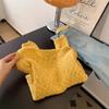 Suéter Largo de Punto Retro Amarillo para Mujer Estilo Holgado Perezoso Top de Punto de Alta Gama Nuevo Estilo 2025