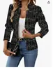 Comercio Exterior Transfronterizo Estilo Europeo y Americano Chaqueta Blazer Cardigan de Tweed para Mujer Manga Larga Cuello de Solapa Completamente Forrado