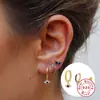 Pendientes de Ojo de Diablo de Plata de Ley S925 Pendientes de Diamante Azul Juego Combinado de Pendientes de Presión Estilo Europeo y Americano Pendientes Chapados en Oro