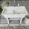 Fregadero de Lavandería de Piedra de Cuarzo Mesa de Lavandería para Balcón y Hogar con Tabla de Lavar Fregadero de Lavandería de Mármol Fregadero de Una Pieza Fregadero