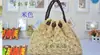 Fukai fabrica bolsa de crochê feminina contas de Buda leque portátil corda de papel bolsa de palha de crochê doce dama