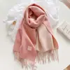 Bufanda de Lana Mezclada Estilo Coreano con Flecos en Bloques de Color por Ambos Lados para Mujer, Cuello Grueso de Color Sólido Cálido para Otoño/Invierno, Chal para Abrigo
