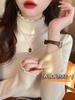 Tejido de Encaje de Cuello Alto Medio Estilo Japonés y Coreano, Nuevo Estilo Primavera y Otoño, Tejido Base con Forro Polar Integrado