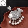 Peixe auspicioso borla de prata esterlina estilo retrô estilo étnico corrente para suéter colar longo moda tendência personalizado artístico